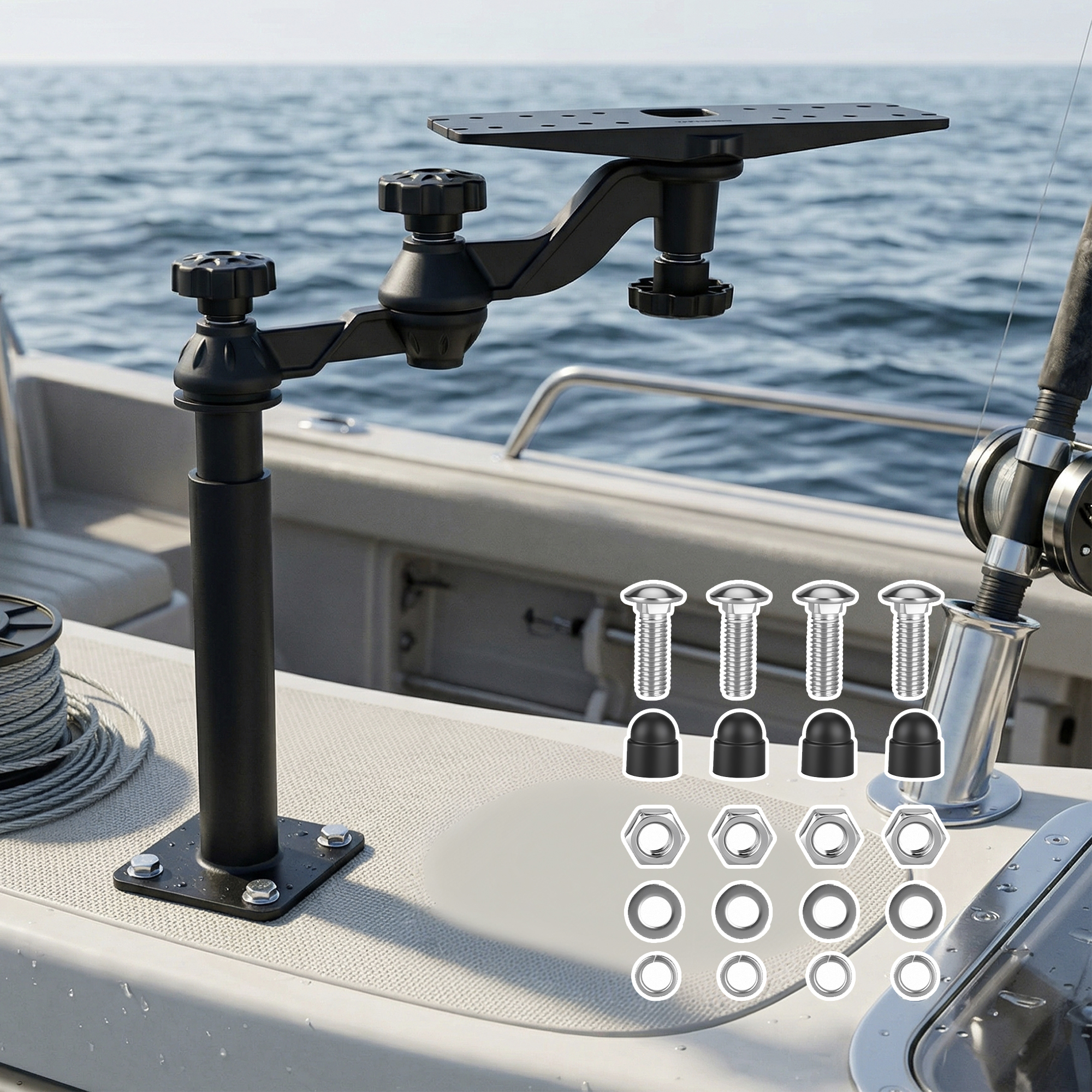 Fish Finder - Teleskopische Fischfinder-Halterung für Boote, für 7-16