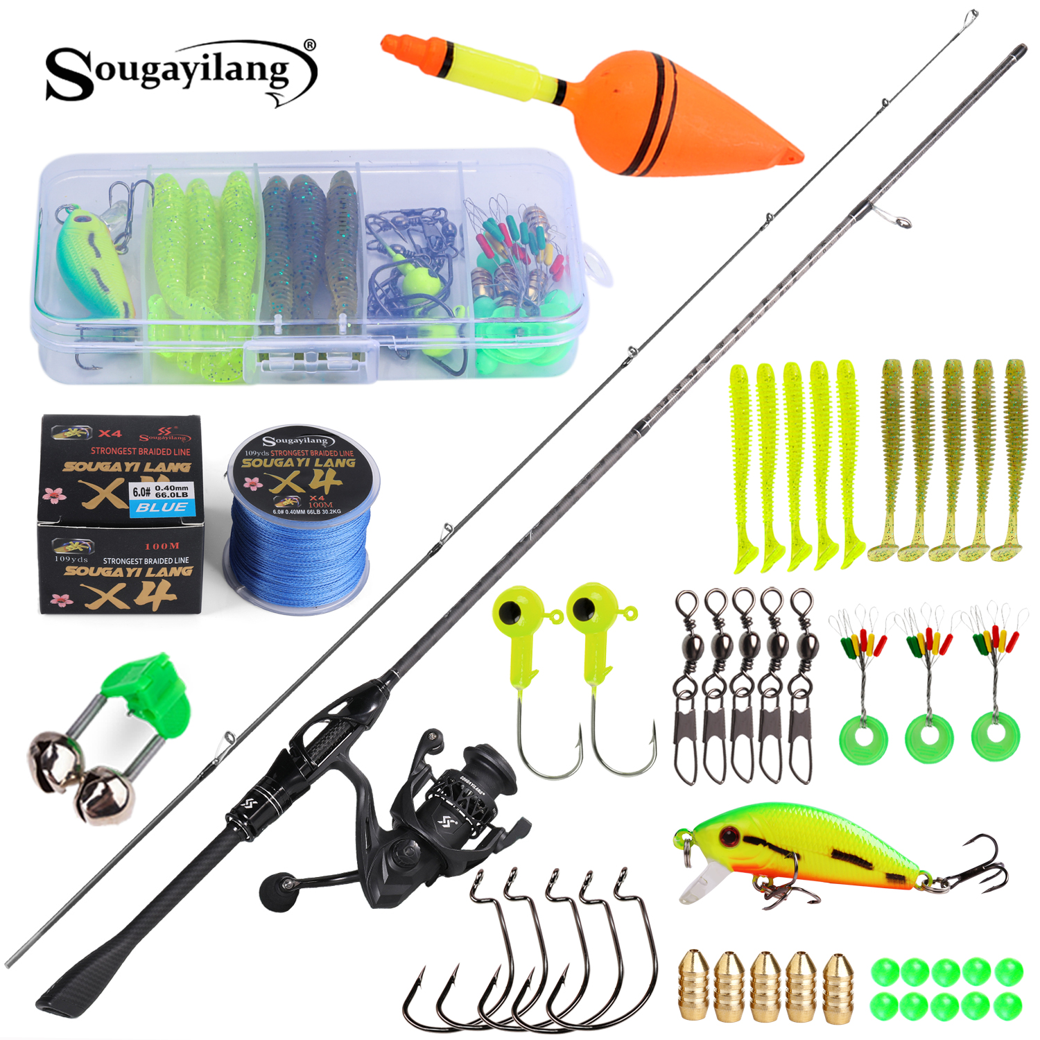 Fishing Equipment Europe - Sougayilang 1,8m Spinnrute und Rollen-Komplettset mit