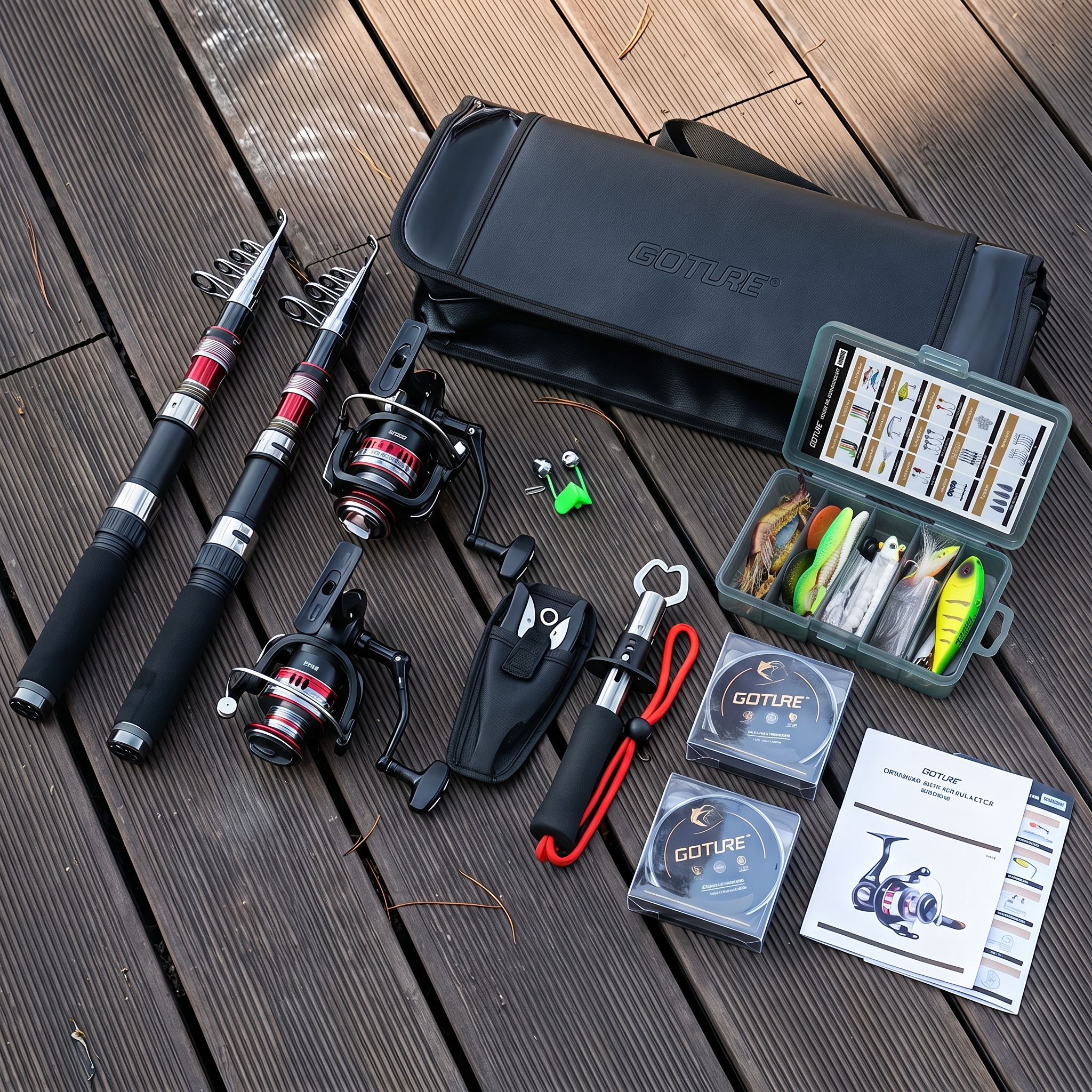 Fishing Equipment Europe - Goture Teleskop-Angelrute und Rollen-Set, Spinnrolle, Kohlefaser-Reise-Angelruten-Kit