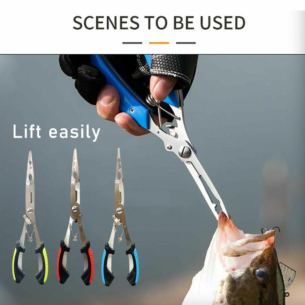 Used Fishing Equipment Near Me - Edelstahl-Angelzange, multifunktional, mit Splitringöffner, Geflechtlinienschneider, Anti-Rutsch-Hakenentferner,