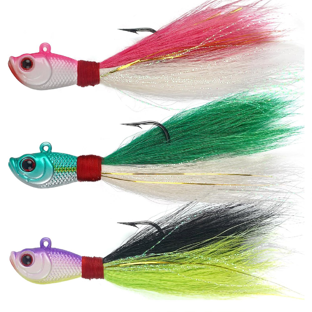 Surf Fishing Equipment - 3 Stück Bucktail Jigs Salzwasser Süßwasserköder