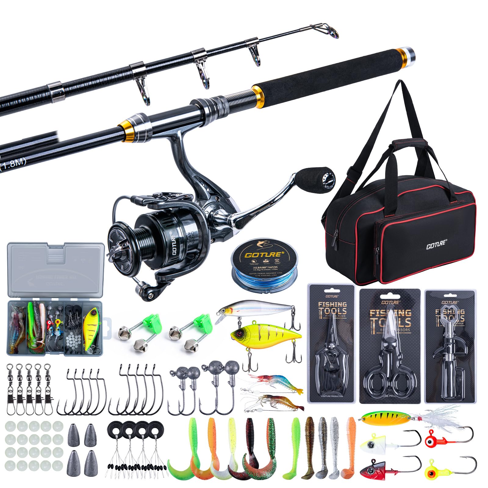 Fishing Equipment Europe - Goture Fishing Teleskoprute und Rollenkombinationen, 1,8–2,7