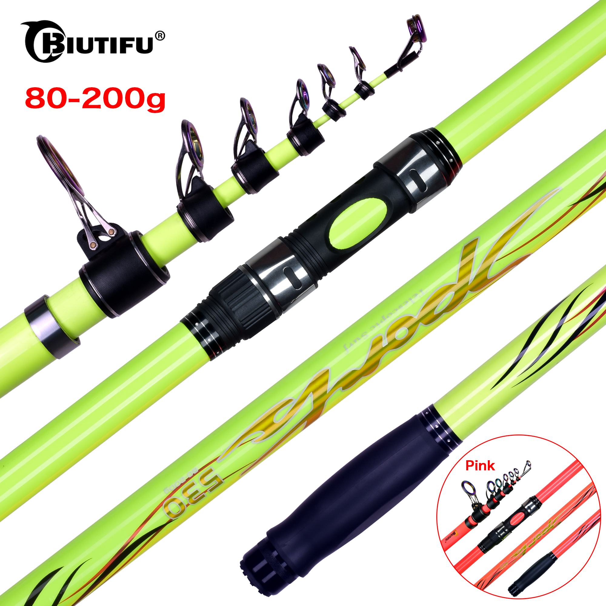 Surf Fishing Equipment - BIUTIFU Teleskopische Surf-Angelruten 4,25/4,5/5,0m T1000 Carbon