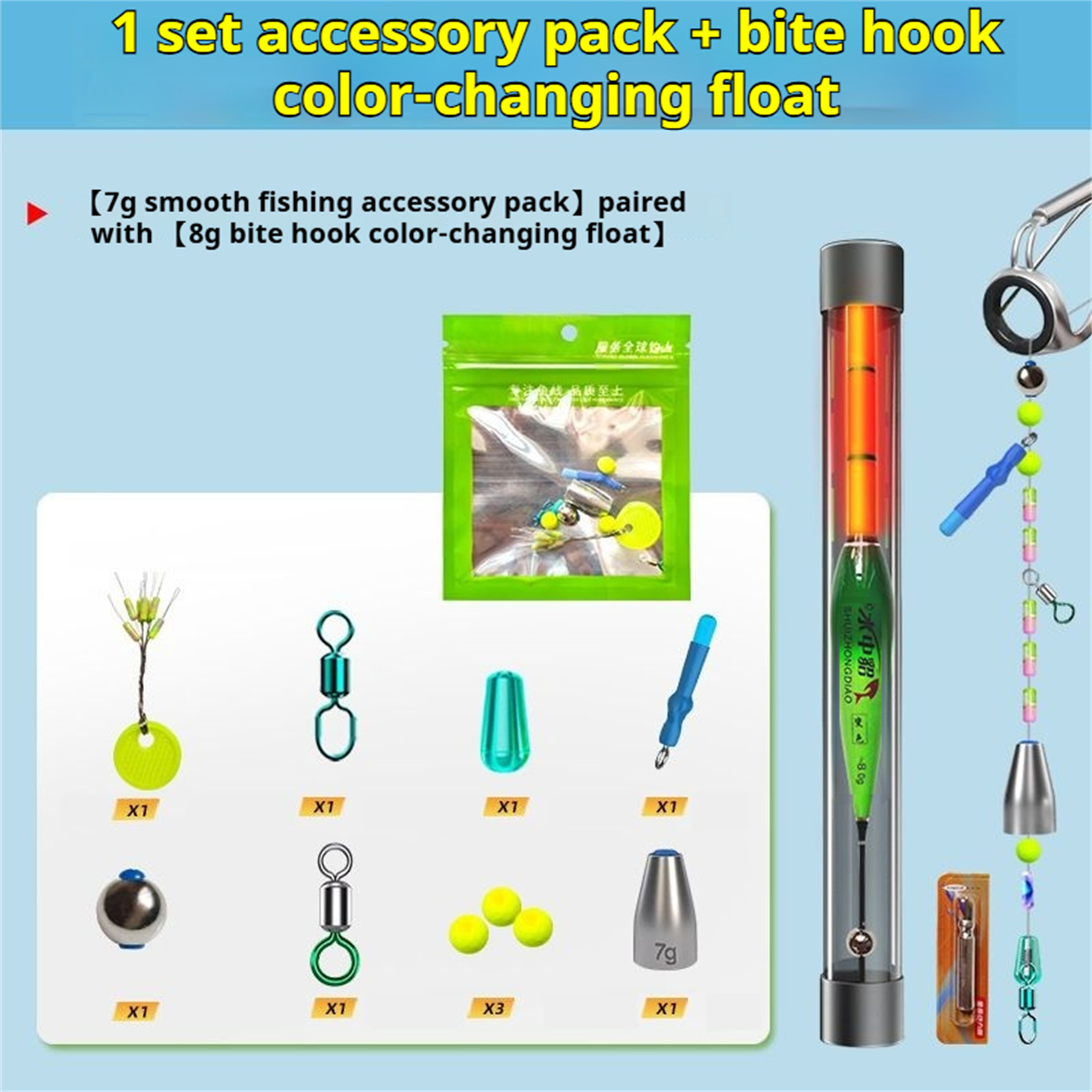Surf Fishing Equipment - Farbwechselndes Schwimmer-Set mit automatischer Bodenfindung, keine