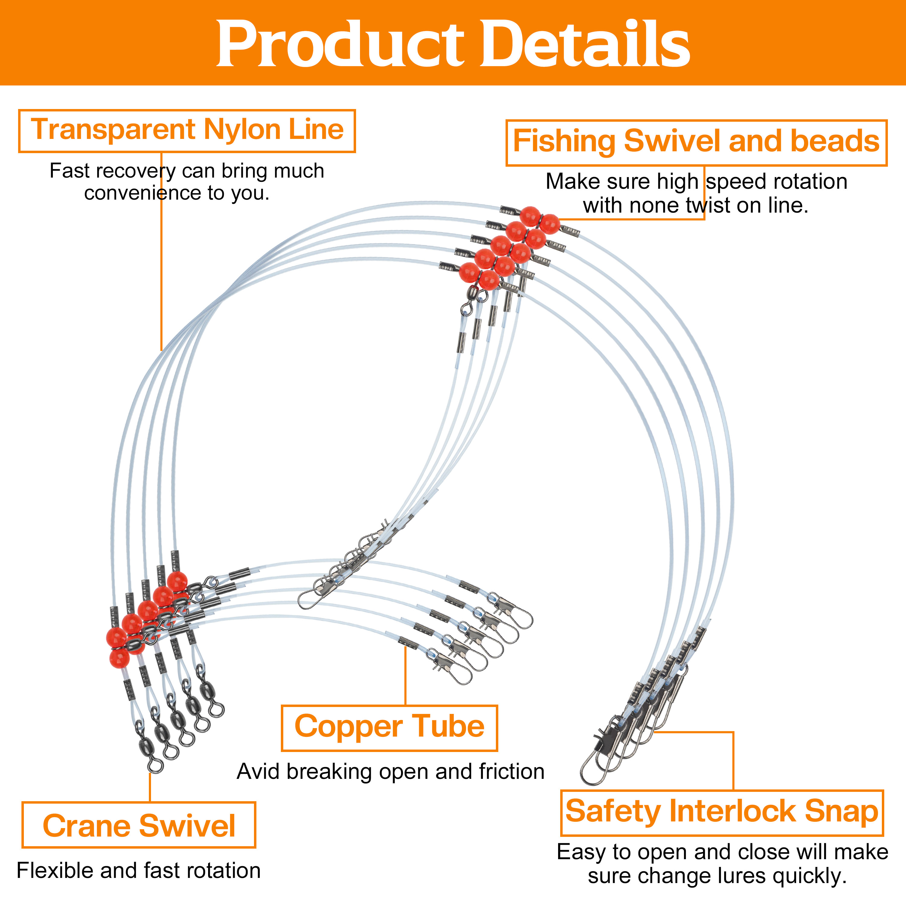 12 Stück Nylon-Angelführer mit – Surf Fishing Equipment Bewertung und Preis